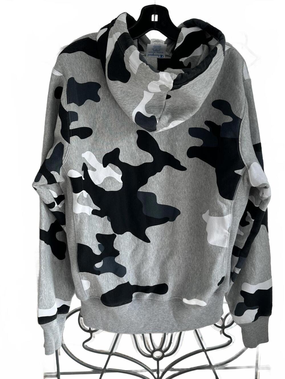 VTG Champion Men's Heavy Gray Camo Hoodie Reverse Weave - Large - Picture 5 of 8